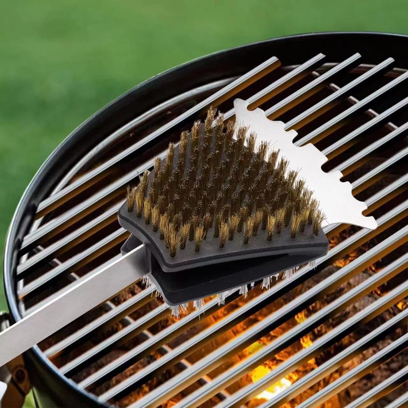 DAILY KISN Kétoldalas Grillkefe 42cm Rozsdamentes Acél és Sárgaréz Sörtékkel