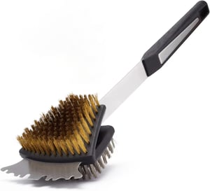 Perie de grătar cu două fețe DAILY KISN 42 cm, cu peri din oțel inoxidabil și alamă
