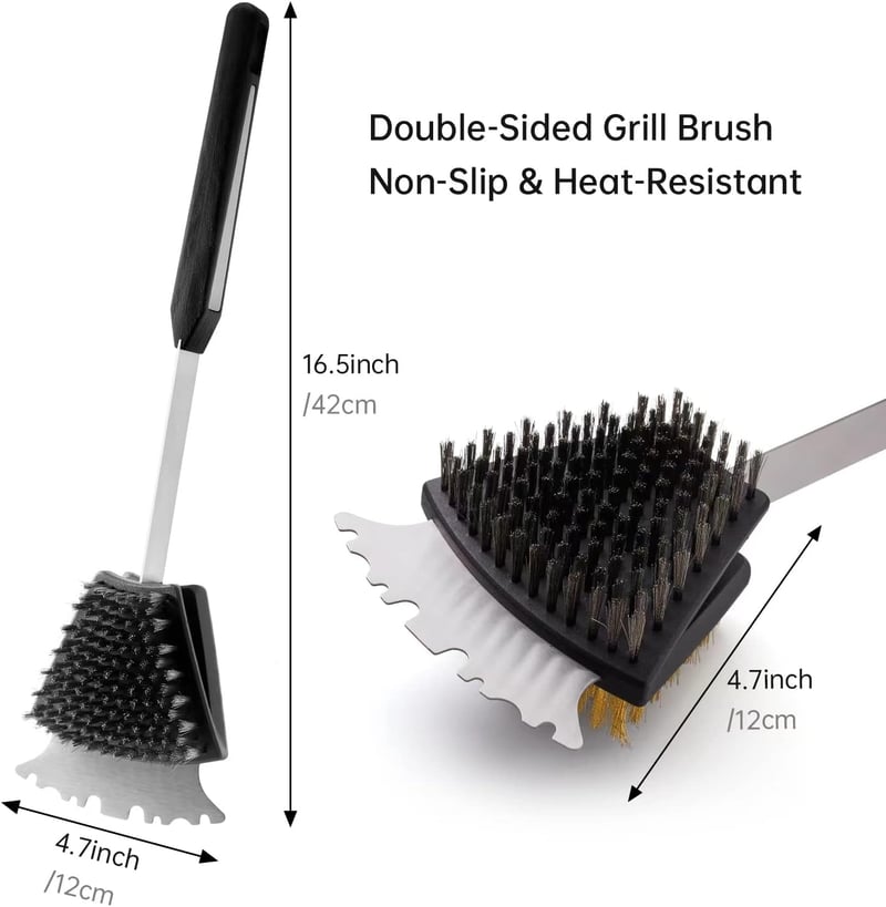 DAILY KISN Kétoldalas Grillkefe 42cm Rozsdamentes Acél és Sárgaréz Sörtékkel
