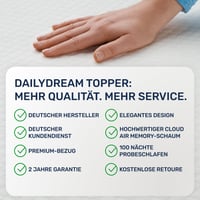 Vrchný matrac z pamäťovej peny Dailydream, 90x200 cm, hrúbka 5 cm, tvrdosť H1/2, model Edition Pure M, ergonomický, protišmykový, vhodný na prístelky a boxspringové postele 2