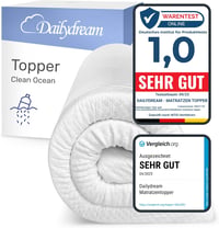 Dailydream Memory Foam Matracvédő 140x190 cm - 5 cm Vastag Ergonomikus Fedőmatrac, Mosható, Clean Ocean Modell, Kényelmesebbé Teszi a Kemény 1