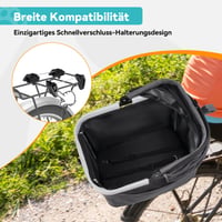 DAISTERN Cyklokošík pre psov na nosič do 12 kg, Kovový rám, Priemer 9-12 mm, Sieťované okienko, Mäkký vankúš, Reflexný pásik, Skladací 2