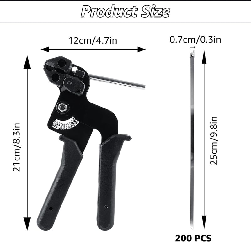 DAJAVE 200db rozsdamentes fém kábelkötegelő + 1db fogó szett 4,6x250mm