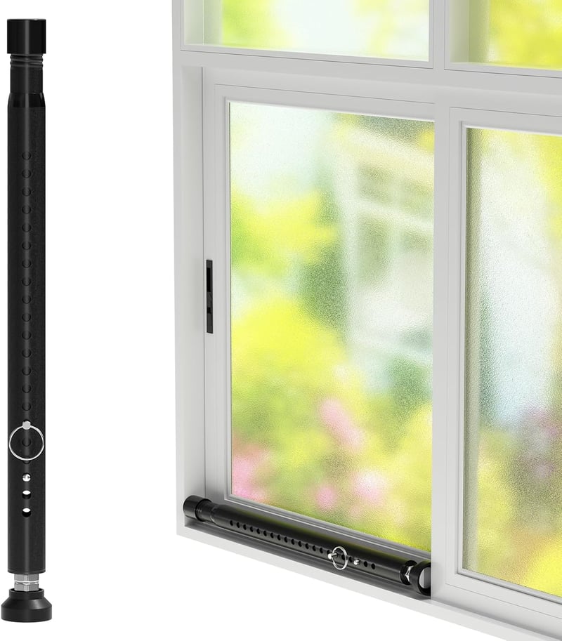 DAKEPOLE 120 cm Ablakrács Biztonsági Rúd Betörésvédelem Fekete 25 mm