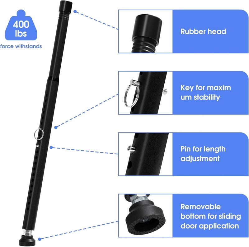 DAKEPOLE 120 cm Ablakrács Biztonsági Rúd Betörésvédelem Fekete 25 mm