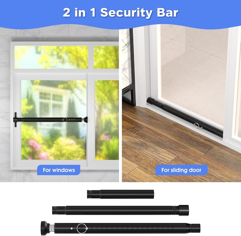DAKEPOLE 120 cm Ablakrács Biztonsági Rúd Betörésvédelem Fekete 25 mm