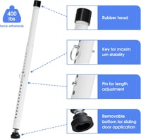 DAKEPOLE 120 cm Ablaksín Biztonsági Rúd Csúszóajtó Védelem Fehér 4