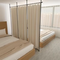 Cadru despărțitor de cameră DAKEPOLE din 3 piese cu bară pentru perdea, negru - 420x317 cm 3
