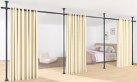 Cadru despărțitor de cameră DAKEPOLE din 3 piese cu bară pentru perdea, negru - 420x317 cm 1