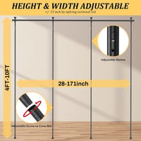 Cadru despărțitor de cameră DAKEPOLE din 3 piese cu bară pentru perdea, negru - 420x317 cm 2