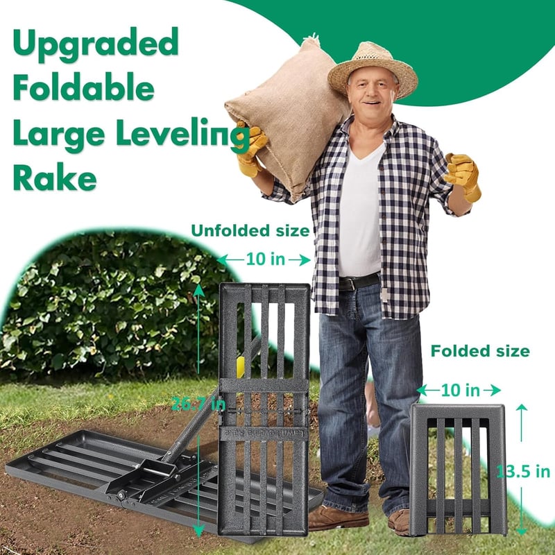 DAKEPOLE Fém Gyepszintezőrake 157 cm Rozsdamentes Acél Kerti Szerszám