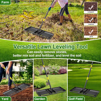 Greblă pentru nivelarea gazonului DAKEPOLE 75x25 cm, cu coadă de 157 cm, unealtă din oțel inoxidabil pentru nivelarea suprafețelor de iarbă în grădini și pe terenuri de golf 7