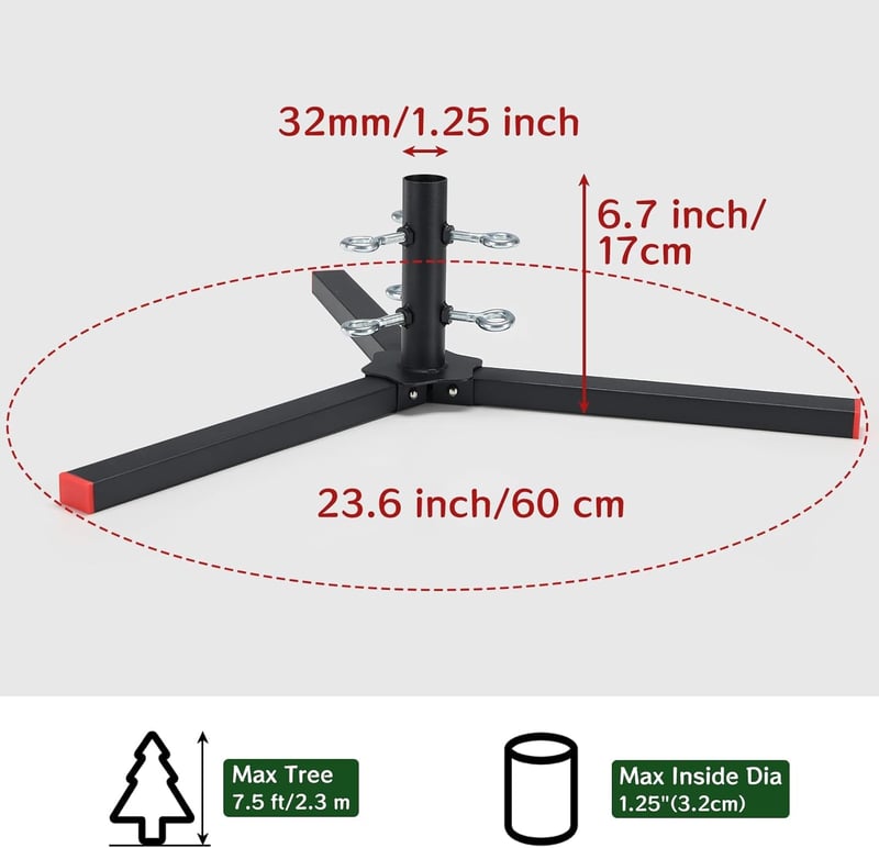 DAKEPOLE Karácsonyi Fa Állvány 30mm Átmérőig, Stabil Fekete Tartó Karácsonyfa Törzshez
