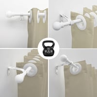 DAKEPOLE Kihúzható Fehér Fém Függönyrúd 70-210 cm, 16 mm Átmérőjű Tartókonzolokkal, Hálószobába, Nappaliba, Konyhába 6