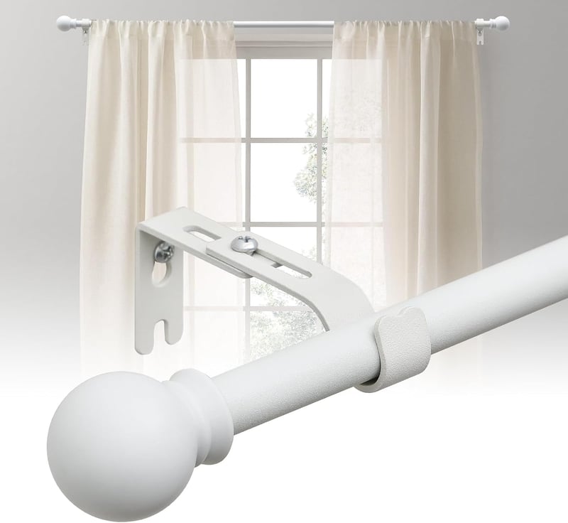 DAKEPOLE Kihúzható Fehér Fém Függönyrúd 70-210 cm, 16 mm Átmérőjű Tartókonzolokkal, Hálószobába, Nappaliba, Konyhába
