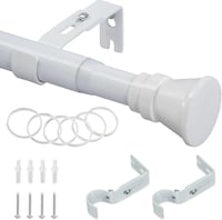 DAKEPOLE Kihúzható Függönyrúd Lapos Véggel, 81-204 cm, Fehér, Rozsdamentes Acél, Hálószobába, Nappaliba, Gyerekszobába 1