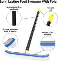 DAKEPOLE Medencekefe 240 cm-es Állítható Rúddal - 45 cm Széles Nejlon Sörtés Fejjel - Csempe és Medencefal Tisztításhoz

AI: I've created a  5