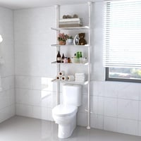 DAKEPOLE WC Fölötti Polc 4 Szintes Állítható Fürdőszoba Szervezőrendszer Fehér 295cm 1