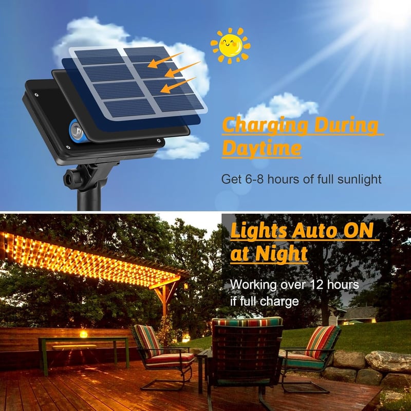 Dalugo 22m 200 LED meleg fehér szolár fényfüzér kültéri dekorációhoz