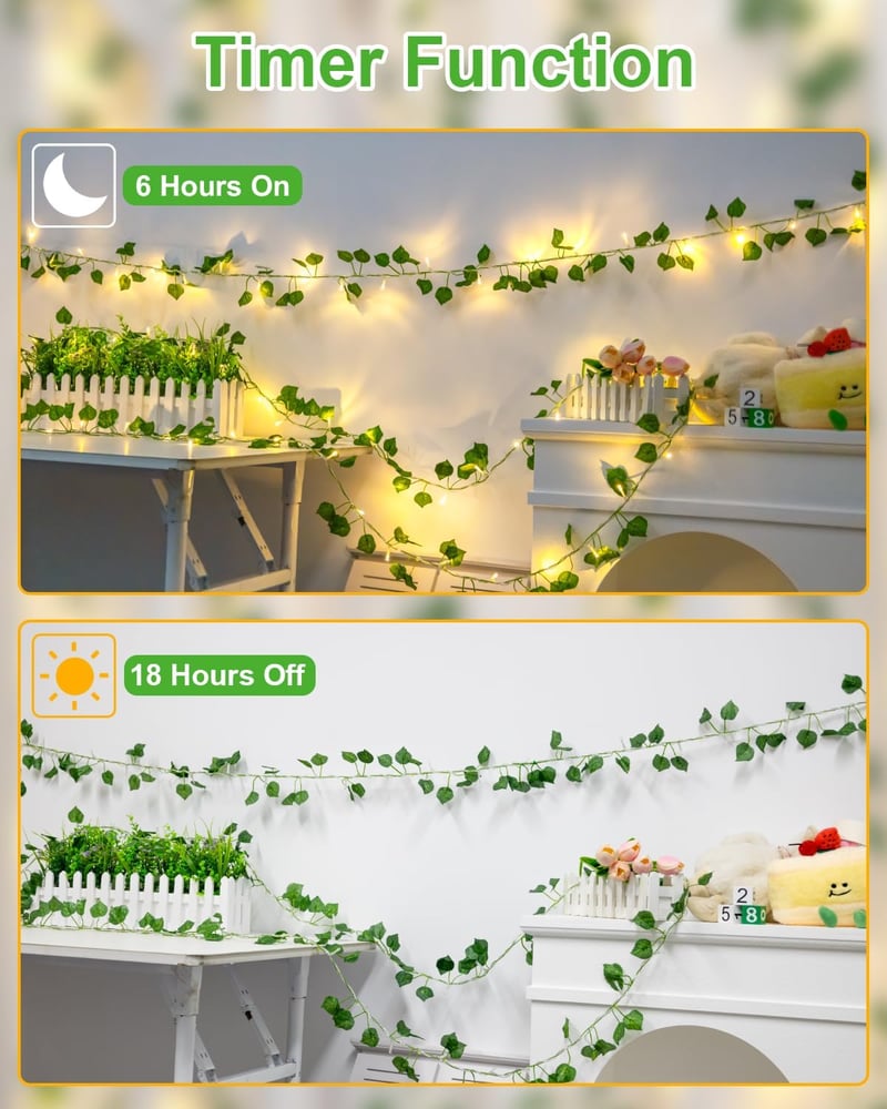Dalugo Borostyán Tündérfény 5m 50 LED Meleg Fehér Időzítővel - 5 m