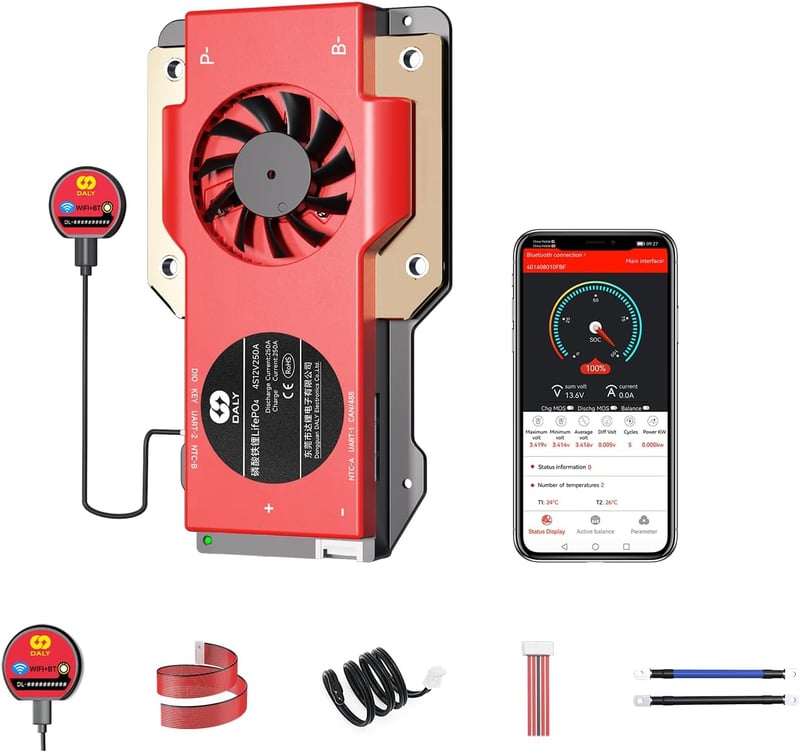 DALY Smart 4S 12V BMS LiFePO4 Lítium Akkumulátor Vezérlő WiFi RS485 CAN 250A - LifePO4 4S 12V 250A