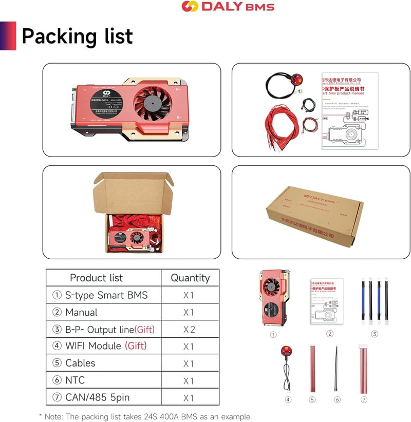 DALY Smart 4S 12V BMS LiFePO4 Lítium Akkumulátor Vezérlő WiFi RS485 CAN 250A - LifePO4 4S 12V 250A