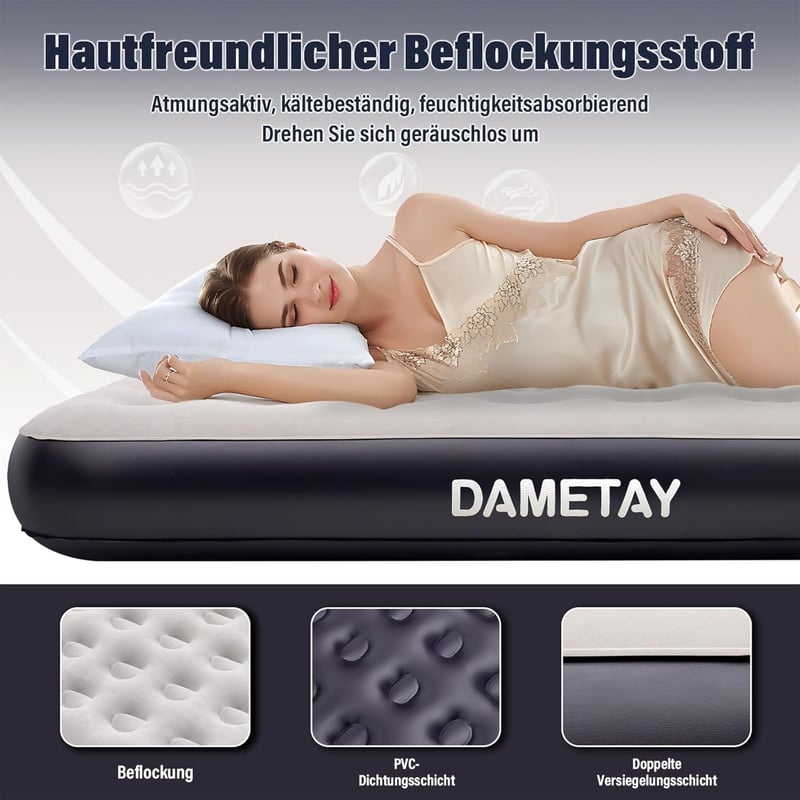 Dametay Önfelfújó Légágy 2 Személyes 198x152cm Elektromos Pumpával