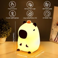 DAMIGHT Kapibara Éjszakai Lámpa USB Töltéssel és Időzítővel, Meleg Fehér LED 2