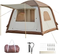 DanCoom felfújható sátor 2-8 személyes camping sátor esővédővel - Small (2-4 people) brown/beige 1