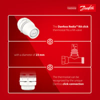 Termostatická radiátorová hlavica Danfoss Redia RA Click s kvapalinovým snímačom a vstavaným čidlom 5