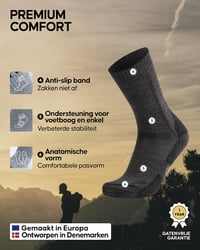 DANISH ENDURANCE Merino gyapjú túrazokni uniszex, 3 pár - sötétszürke - 43-47-es méret 3