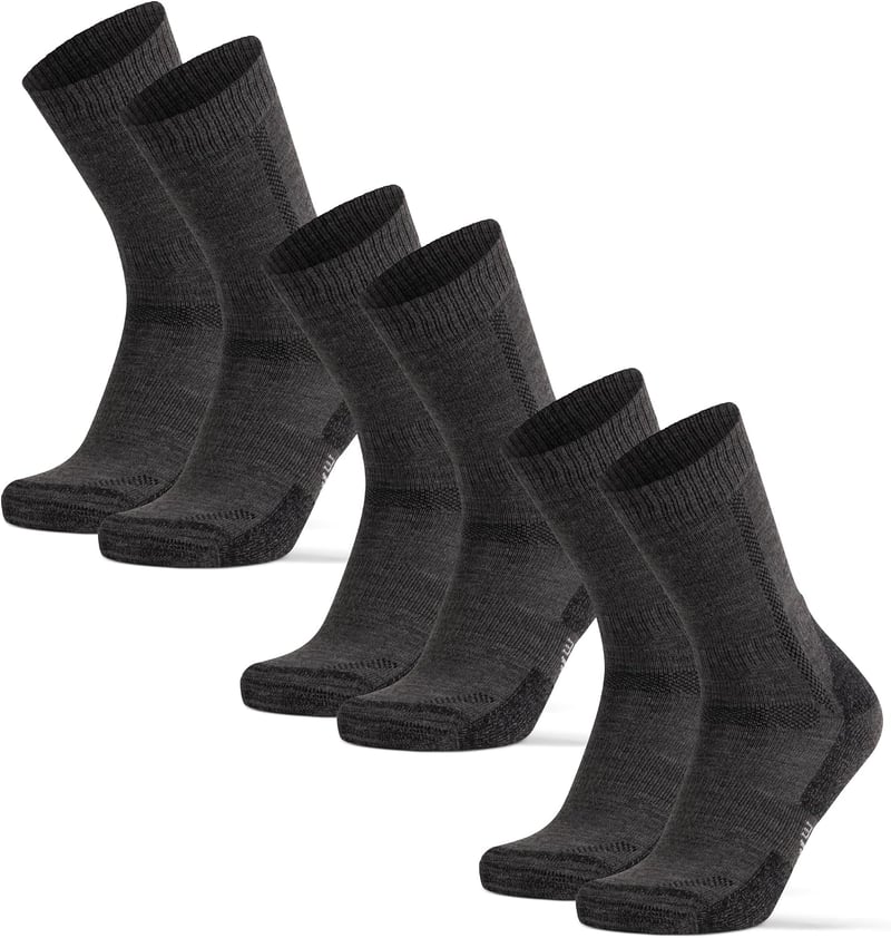 DANISH ENDURANCE Merino gyapjú túrazokni uniszex, 3 pár - sötétszürke - 43-47-es méret