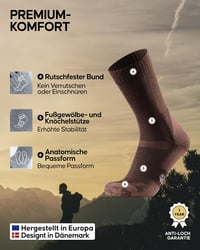 Șosete de drumeție din lână merino DANISH ENDURANCE, șosete termice pentru exterior, căptușite, antibacteriene, unisex, 3 perechi 3