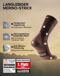 Șosete de drumeție din lână merino DANISH ENDURANCE, șosete termice pentru exterior, căptușite, antibacteriene, unisex, 3 perechi 2