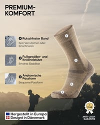 DANISH ENDURANCE Merino Túra Zokni Termikus Polár Férfi Női Gyerek 3 Pár Párnázott 3