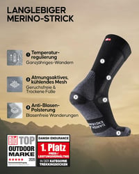 Șosete de drumeție DANISH ENDURANCE Merino, polar termic, bărbați, femei, copii, 3 perechi, căptușite 2