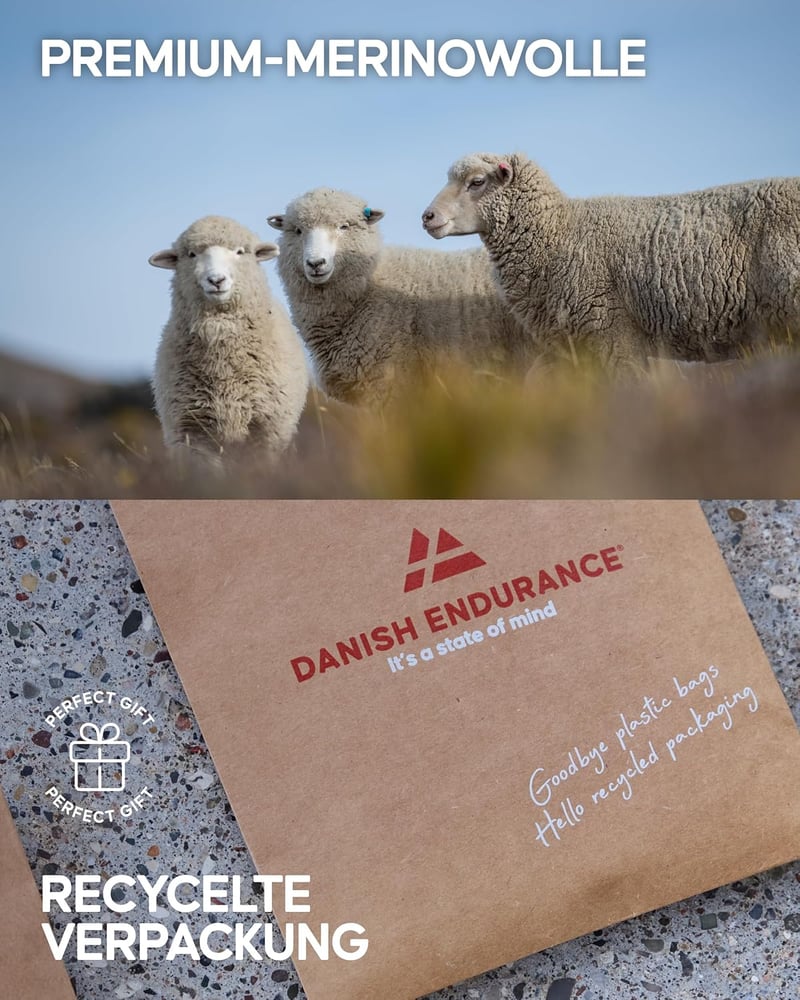 Șosete de drumeție DANISH ENDURANCE Merino, polar termic, bărbați, femei, copii, 3 perechi, căptușite