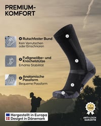 Șosete de drumeție DANISH ENDURANCE Merino, polar termic, bărbați, femei, copii, 3 perechi, căptușite 3
