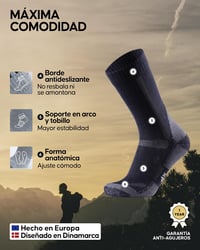 Șosete de drumeție unisex din lână merino DANISH ENDURANCE cu amortizare anti-bășici, pentru bărbați și femei, set de 3 sau 5 perechi 3