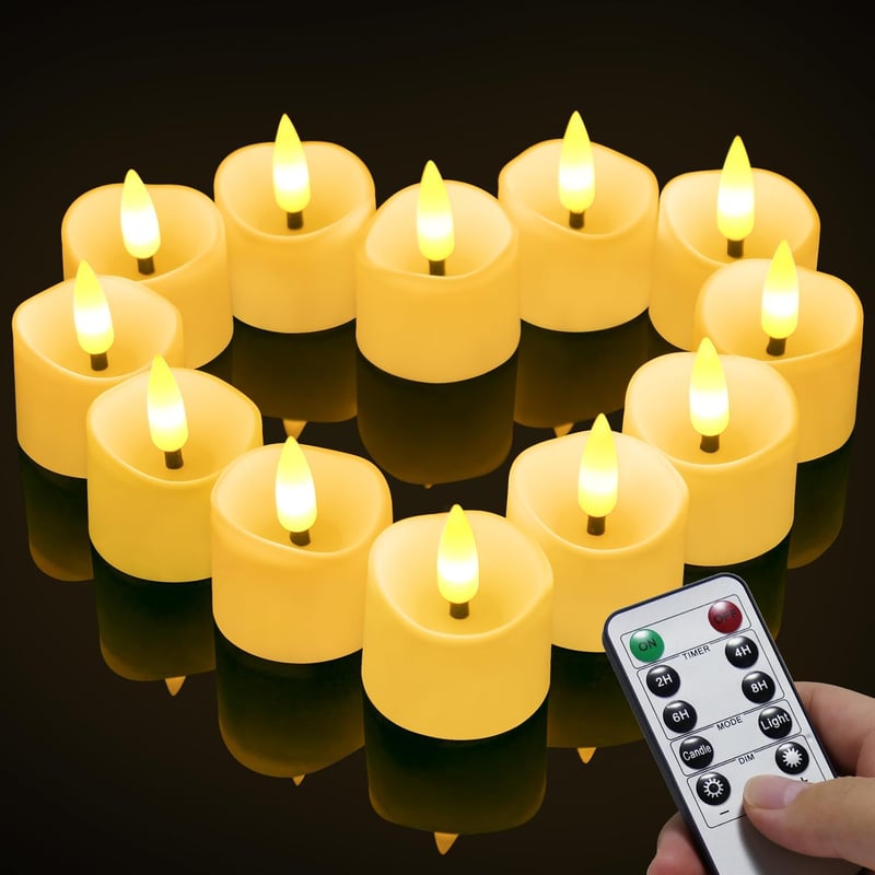 daphomeu 12 LED gyertyalámpa távirányítóval, időzítővel, füstmentes dekorációs lámpa