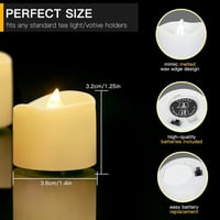 daphomeu LED Gyertyák Flakkerező Lánggal, 14 db Meleg Fehér Elektromos Teafény 7