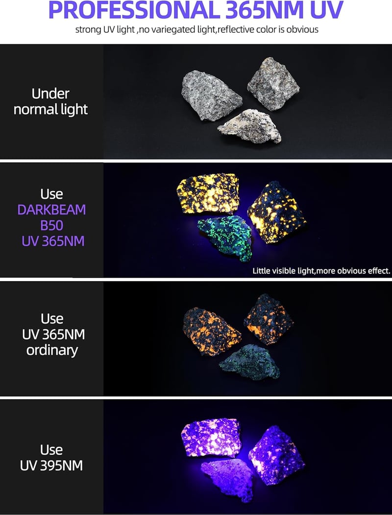 DARKBEAM 365nm UV lámpa 50W újratölthető fekete fény vizelet detektor