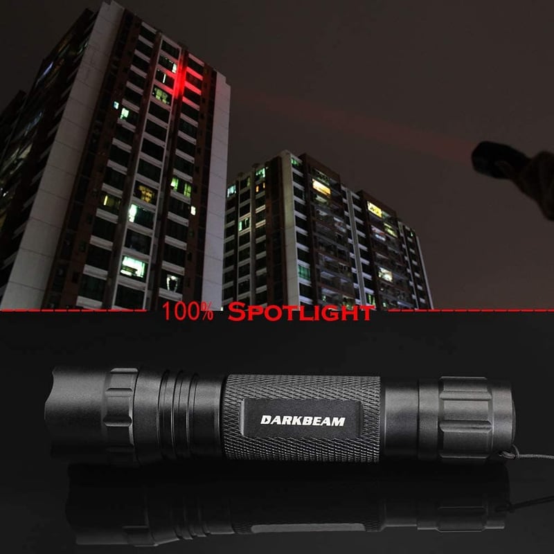 DARKBEAM 501BS Taktikai Piros LED Zoomolható Töltőhető USB Lámpa Halászat Vadászat