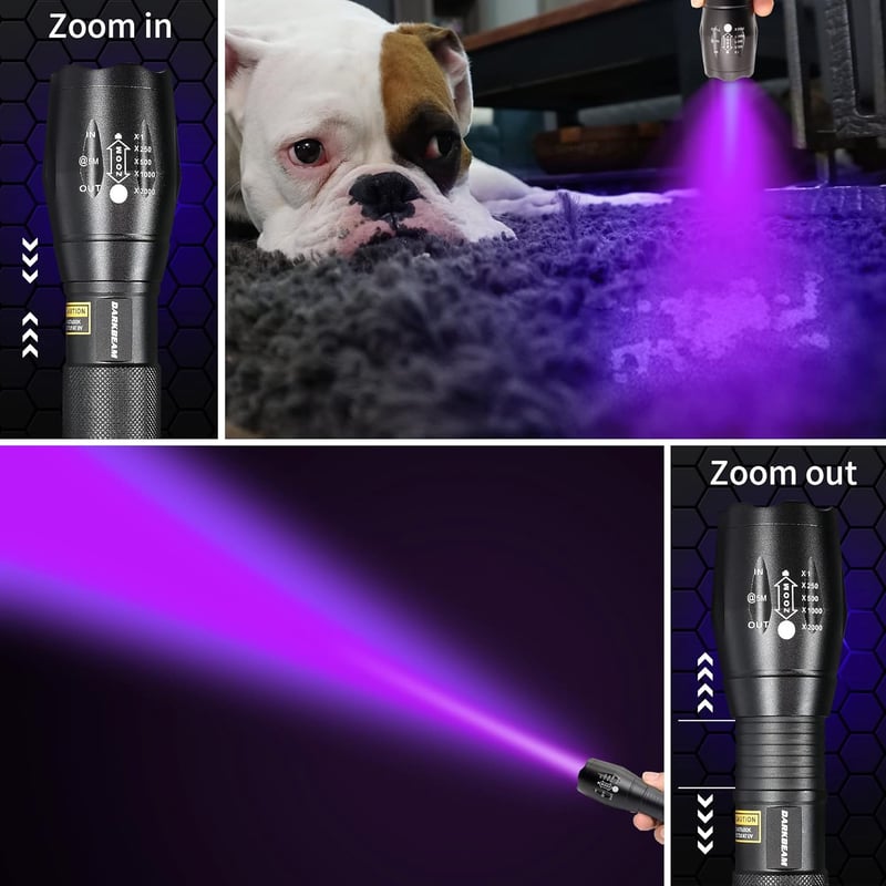 DARKBEAM UV Lámpa 365nm 395nm Ultraibolya LED Hordozható Detektáláshoz Kutyavizelés Banknóta Ellenőrzéshez