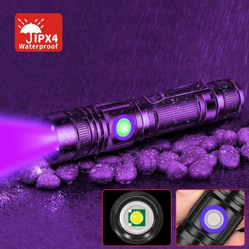 DARKBEAM UV Zseblámpa Fekete Fény Újratölthető 395nm LED 2db Szett