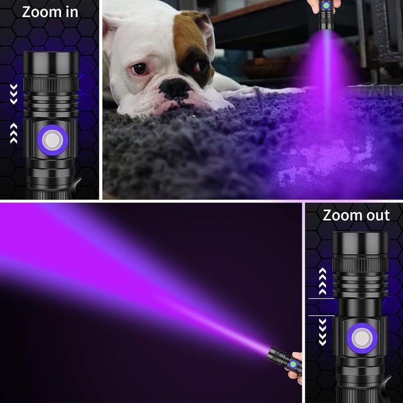 DARKBEAM UV Zseblámpa Fekete Fény Újratölthető 395nm LED 2db Szett