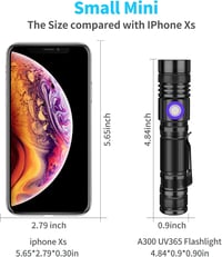 DARKBEAM UV Zseblámpa Fekete Fény Újratölthető 395nm LED 2db Szett 7