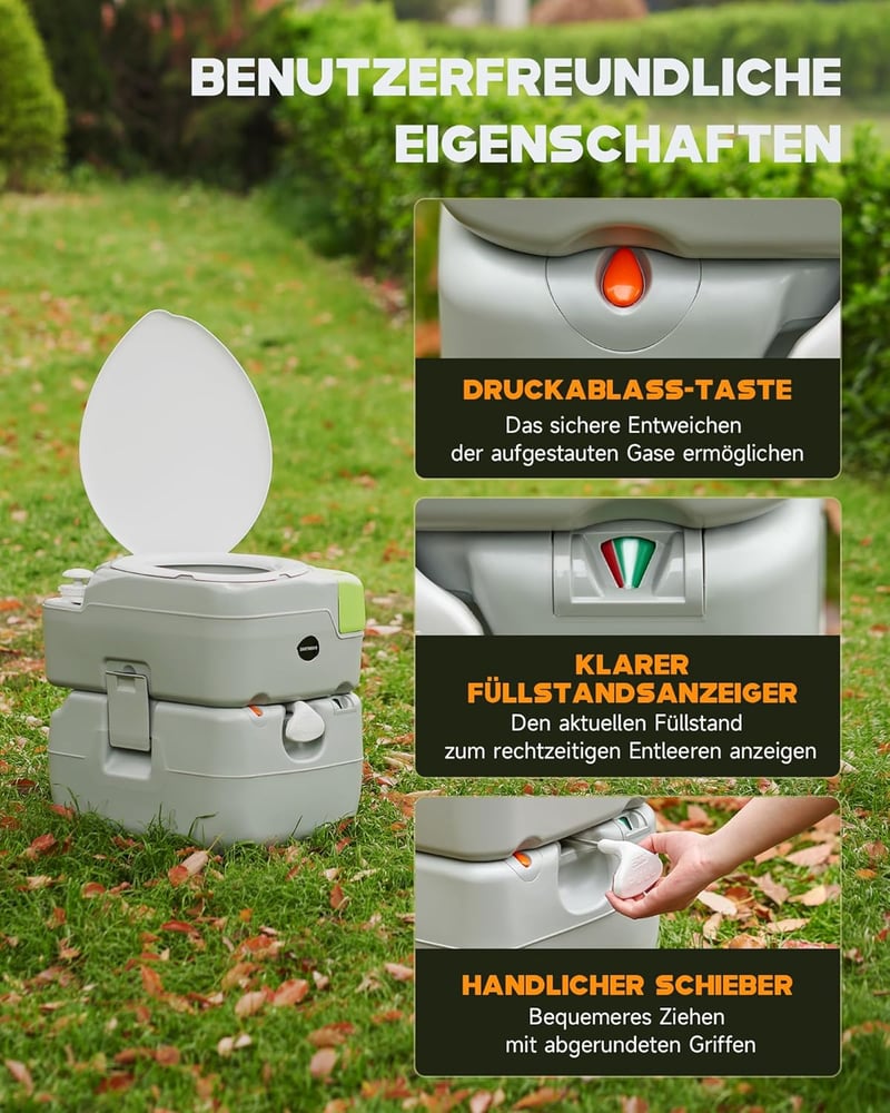 DARTMOOR 22L/20L hordozható camping WC diagonális ülőkével 200kg-ig