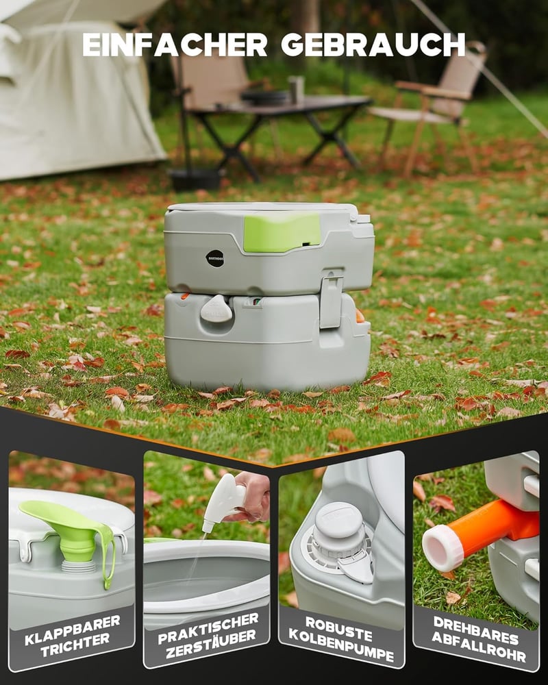 DARTMOOR 22L/20L hordozható camping WC diagonális ülőkével 200kg-ig