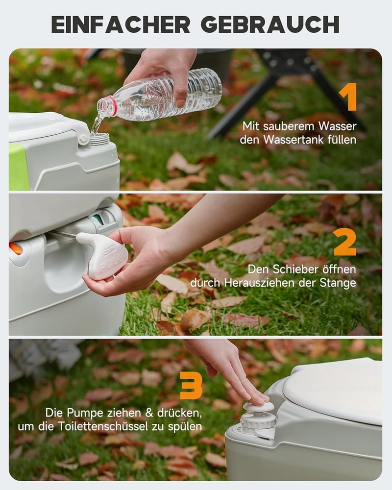 DARTMOOR 22L/20L hordozható camping WC diagonális ülőkével 200kg-ig
